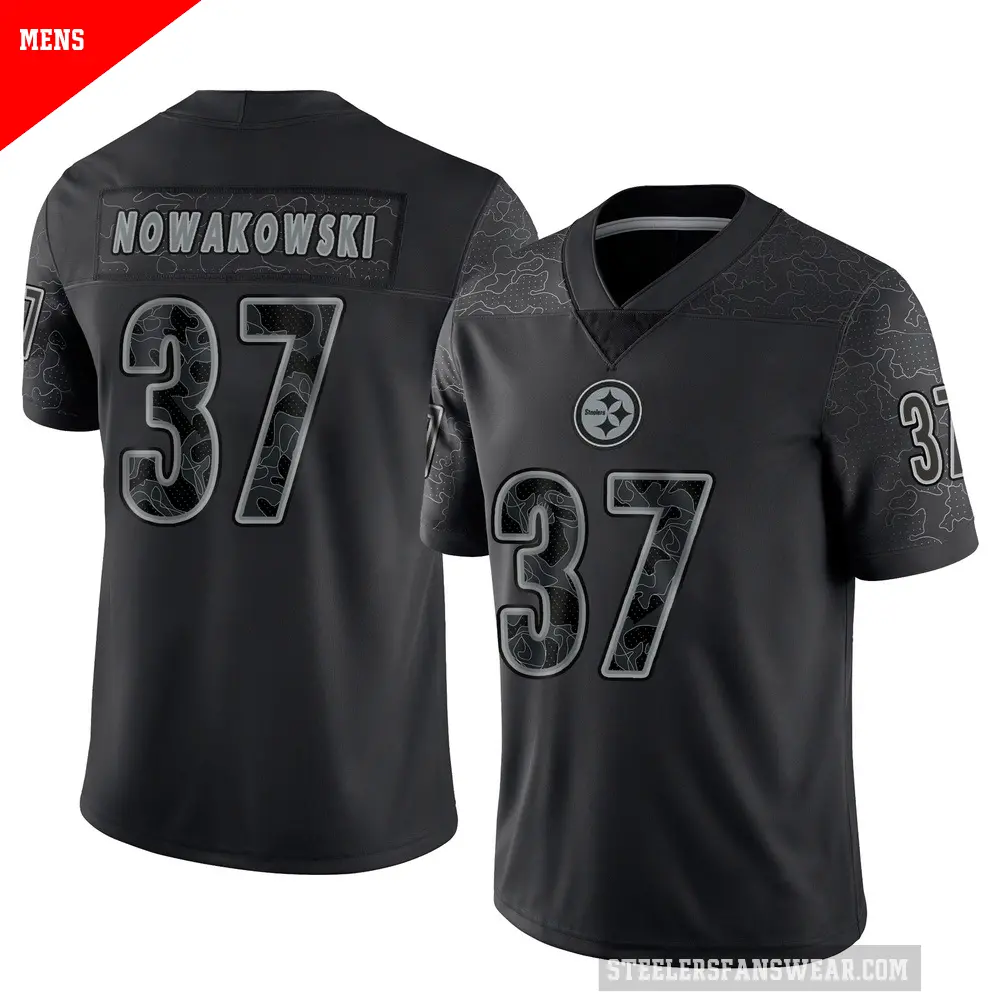 Men's Pittsburgh Steelers ＃37 Riley Nowakowski Black Limited Reflective Jersey
