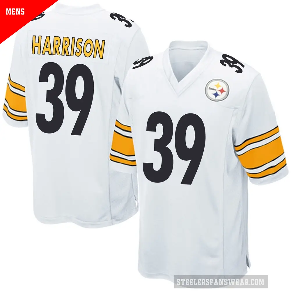 Men's Pittsburgh Steelers ＃39 Malik Harrison White Game Jersey