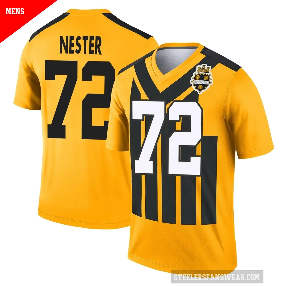 Men's Pittsburgh Steelers ＃72 Doug Nester Gold Legend Alternate 1933 Throwback Performance Jersey