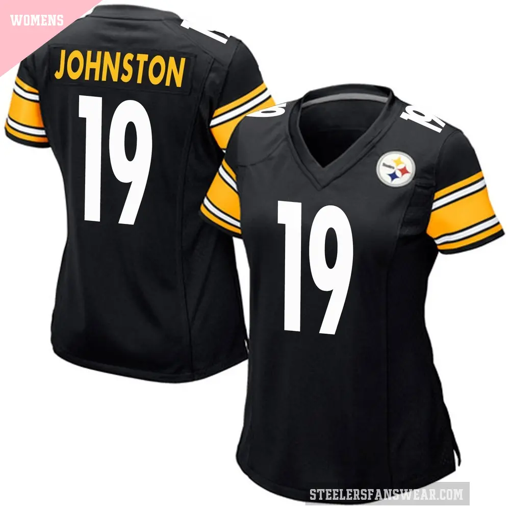 Women's Pittsburgh Steelers ＃19 Cameron Johnston Black Game Team Color Jersey