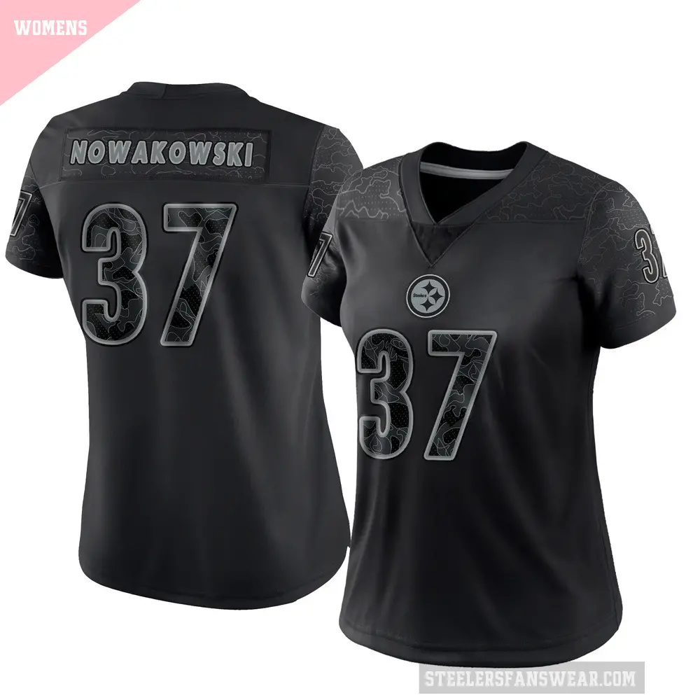 Women's Pittsburgh Steelers ＃37 Riley Nowakowski Black Limited Reflective Jersey