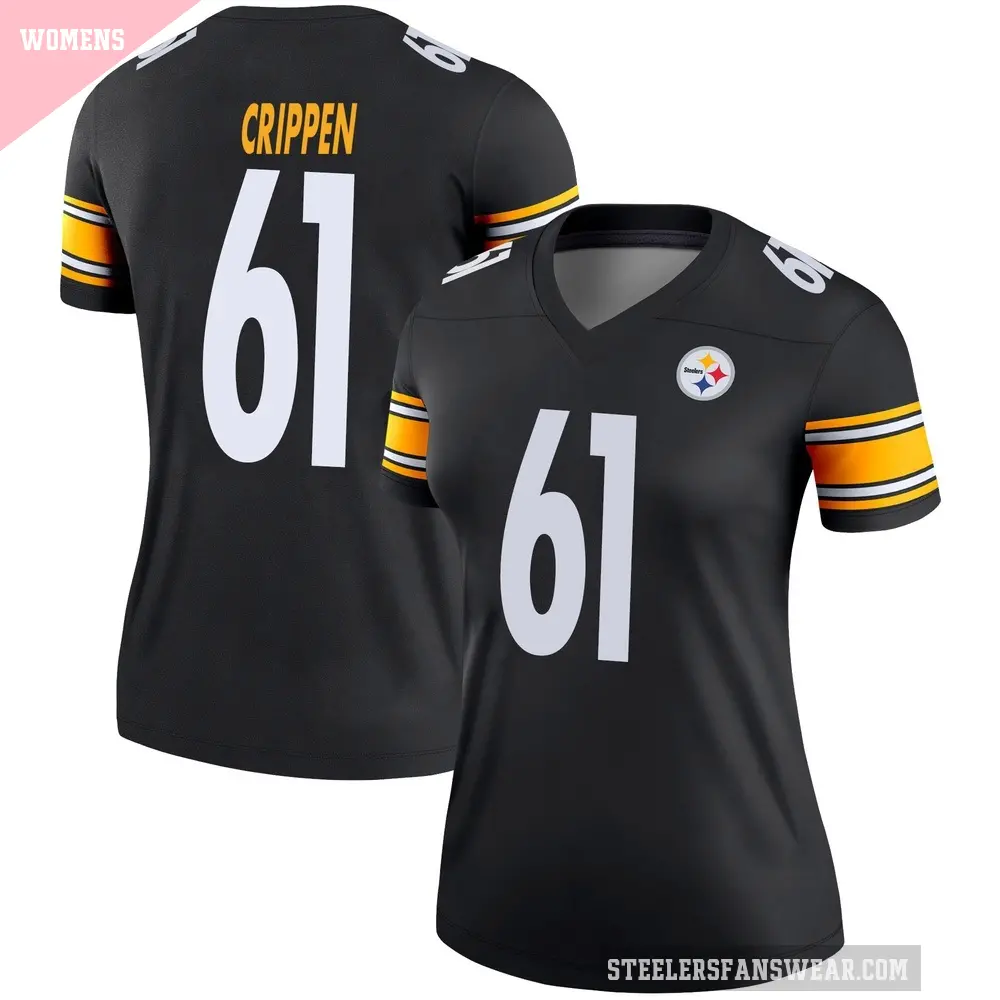 Women's Pittsburgh Steelers ＃61 Greg Crippen Black Legend Jersey