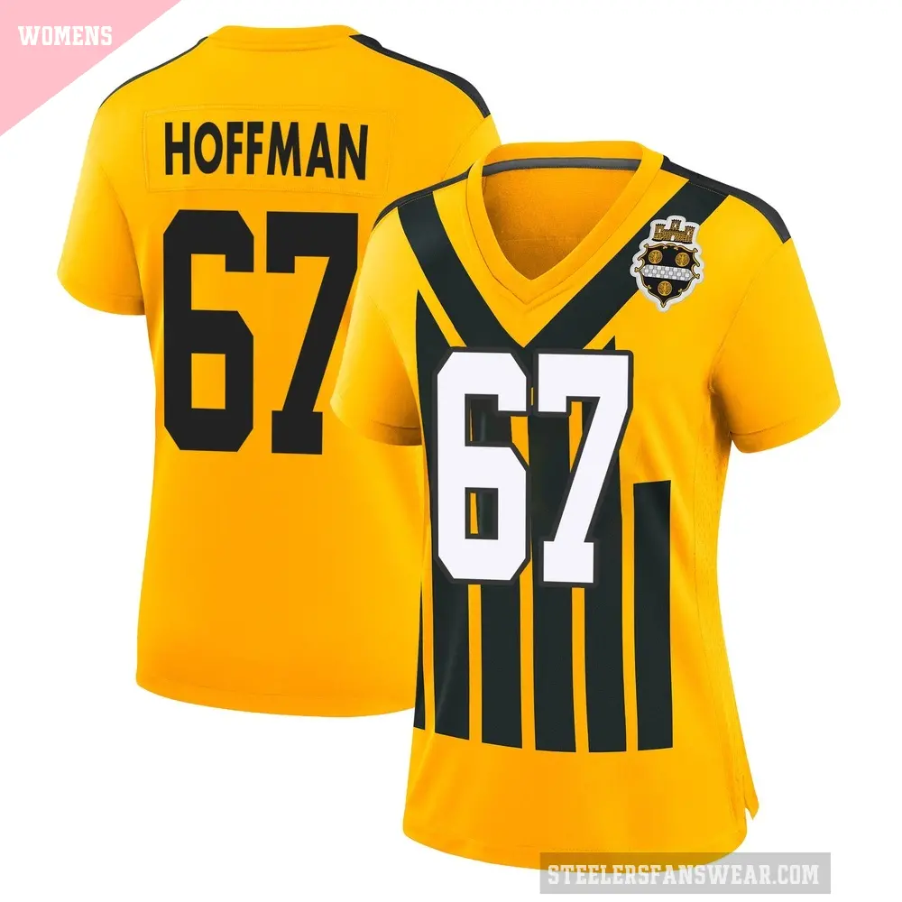 Women's Pittsburgh Steelers ＃67 Brock Hoffman Gold Game Alternate 1933 Throwback Jersey