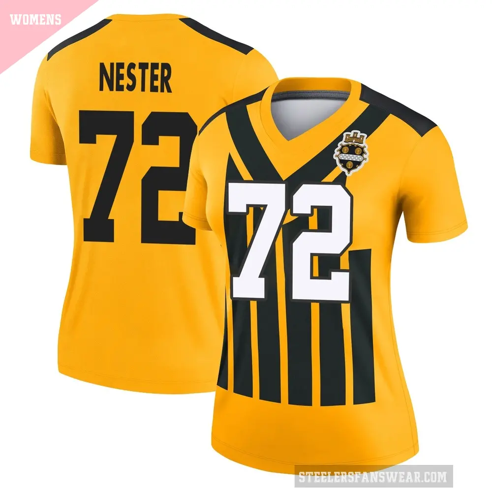 Women's Pittsburgh Steelers ＃72 Doug Nester Gold Legend Alternate 1933 Throwback Performance Jersey